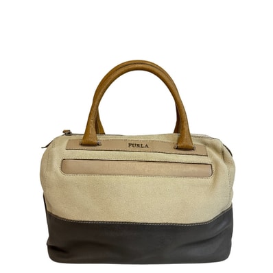 フルラ Furla ミニボストンバッグ トリコロールカラー ハンドバッグ ホワイト系