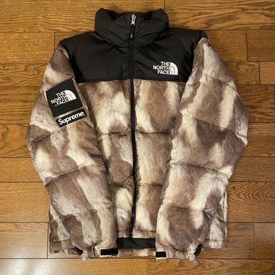 Supreme x The North Face Fur Print Nuptse Jacket "Brown"