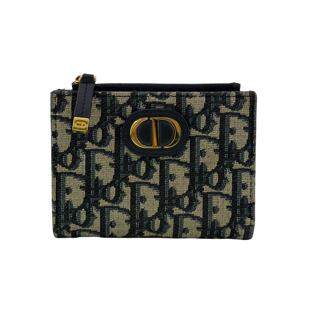 ディオール Dior 二つ折り財布 MONTAIGNE 30 モンテーニュ コンパクトウォレット ネイビー