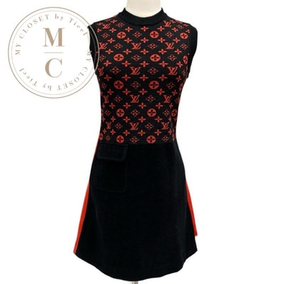 ルイヴィトン LOUIS VUITTON ワンピース ブラック レッド モノグラム