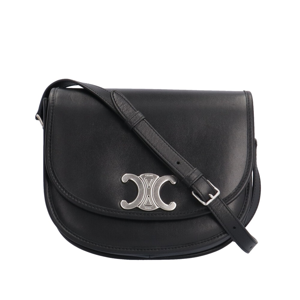 セリーヌ トリオンフ ショルダーバッグ レザー 114453FH1.38SI ブラック レディース CELINE  中古