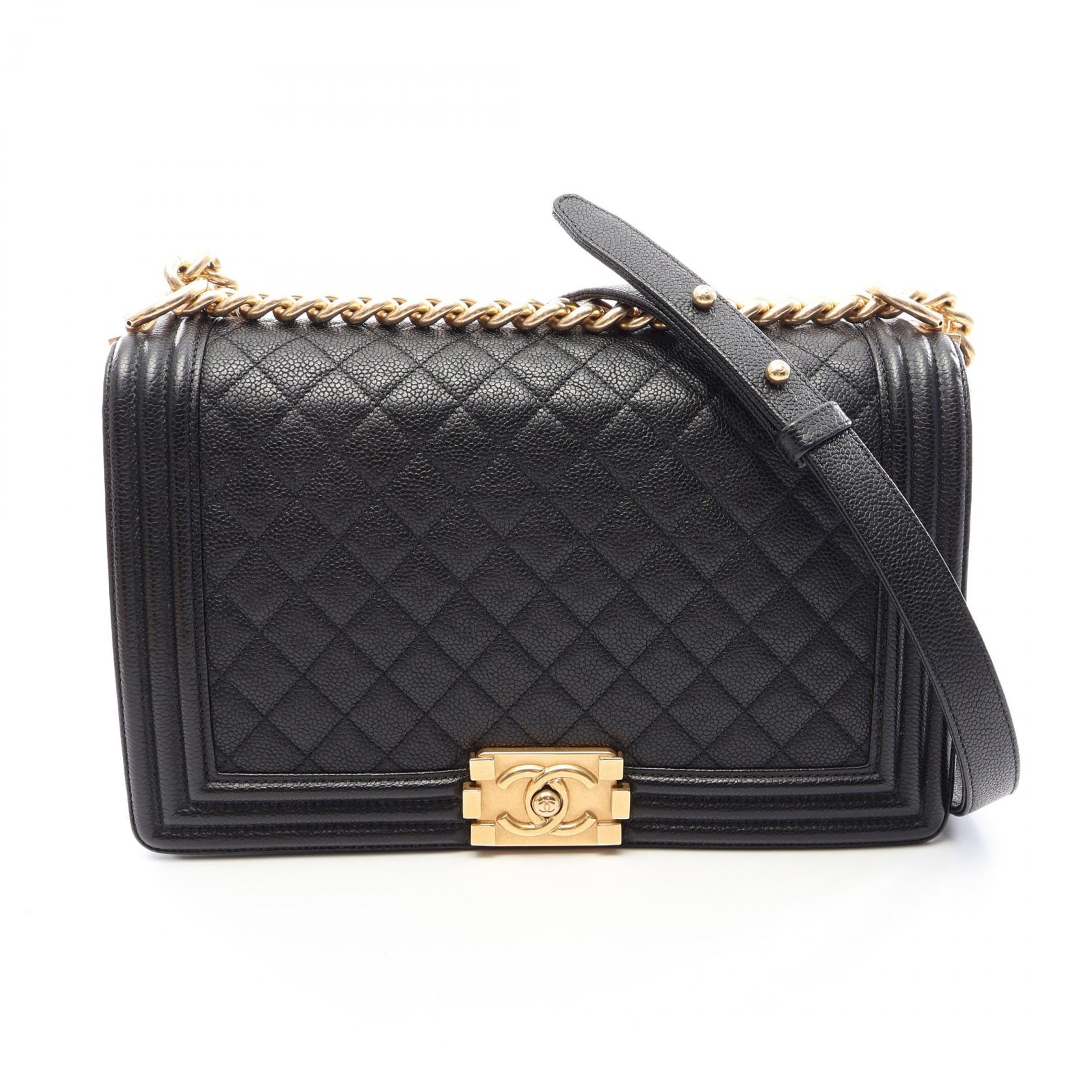 シャネル CHANEL ボーイシャネル ラージ マトラッセ ショルダーバッグ バッグ キャビアスキン(グレインドカーフ) レディース ブラック系 A92193 【中古】
