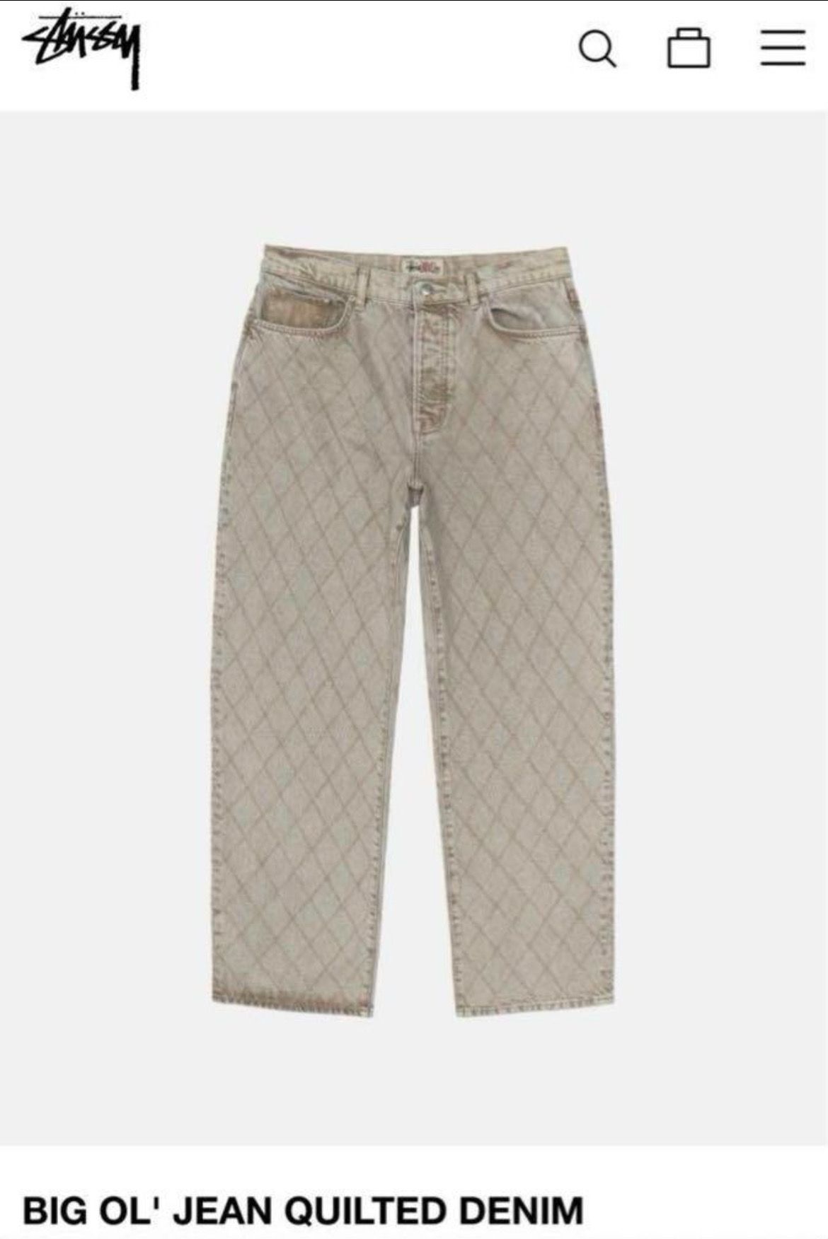 Stussy Big Ol' Jean Quilted Denim "Vintage Wash"