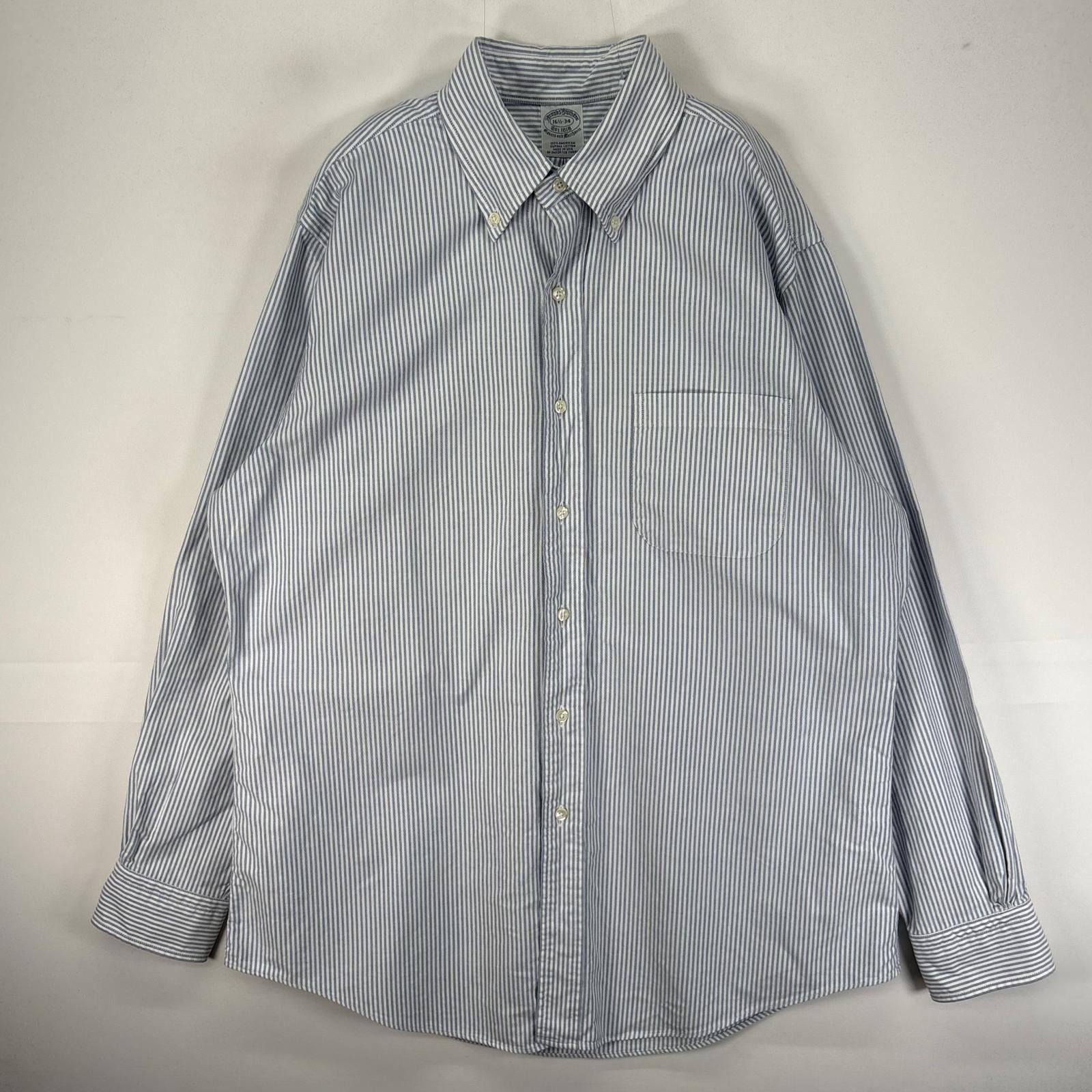 古着 ブルックスブラザーズ Brooks Brothers 長袖シャツ ボタンダウン USA製 L  ブルー系 ストライプ メンズ