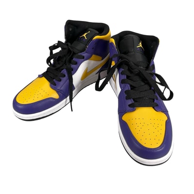 未使用品 NIKE ナイキ エアジョーダン1ミッド レイカーズ DQ8426-517-255-A スニーカー レザー/ラバー パープル ユニセックス 25.5 40.5 7.5【古着】【中古】