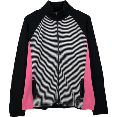 古着 ラルフローレン Ralph Lauren L-RL LAUREN ACTIVE ボーダー柄 コットンニットフルジップセーター レディースXL相当/eaa652768