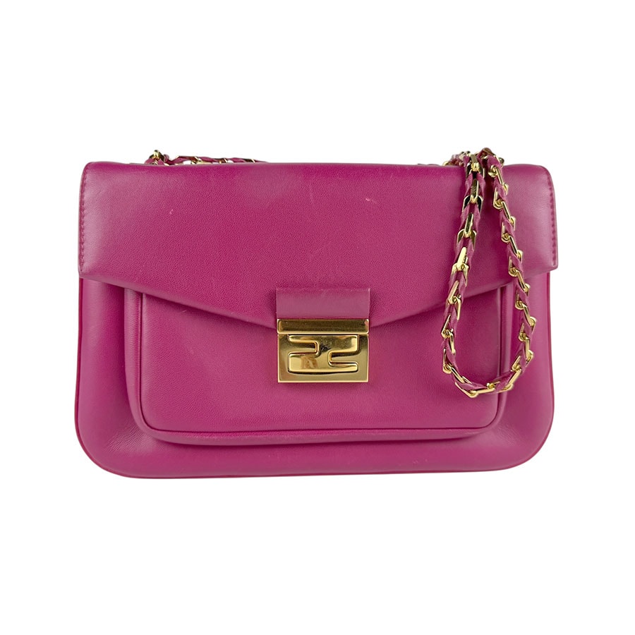 フェンディ FENDI ショルダーバッグ レザー マゼンタ ゴールド レディース 8BR677-P05【中古】 z4838