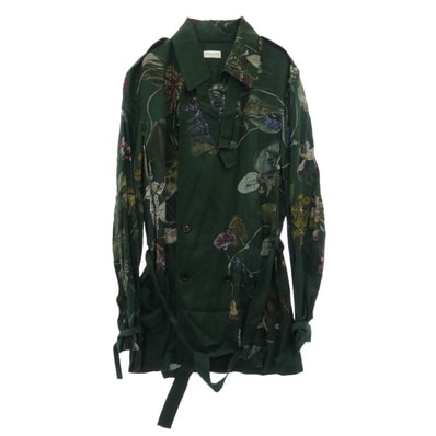 DRIES VAN NOTEN ドリスヴァンノッテン ジャケット フローラル総柄 ダブルブレスト ベルテッドジャケット グリーン系 46【中古】