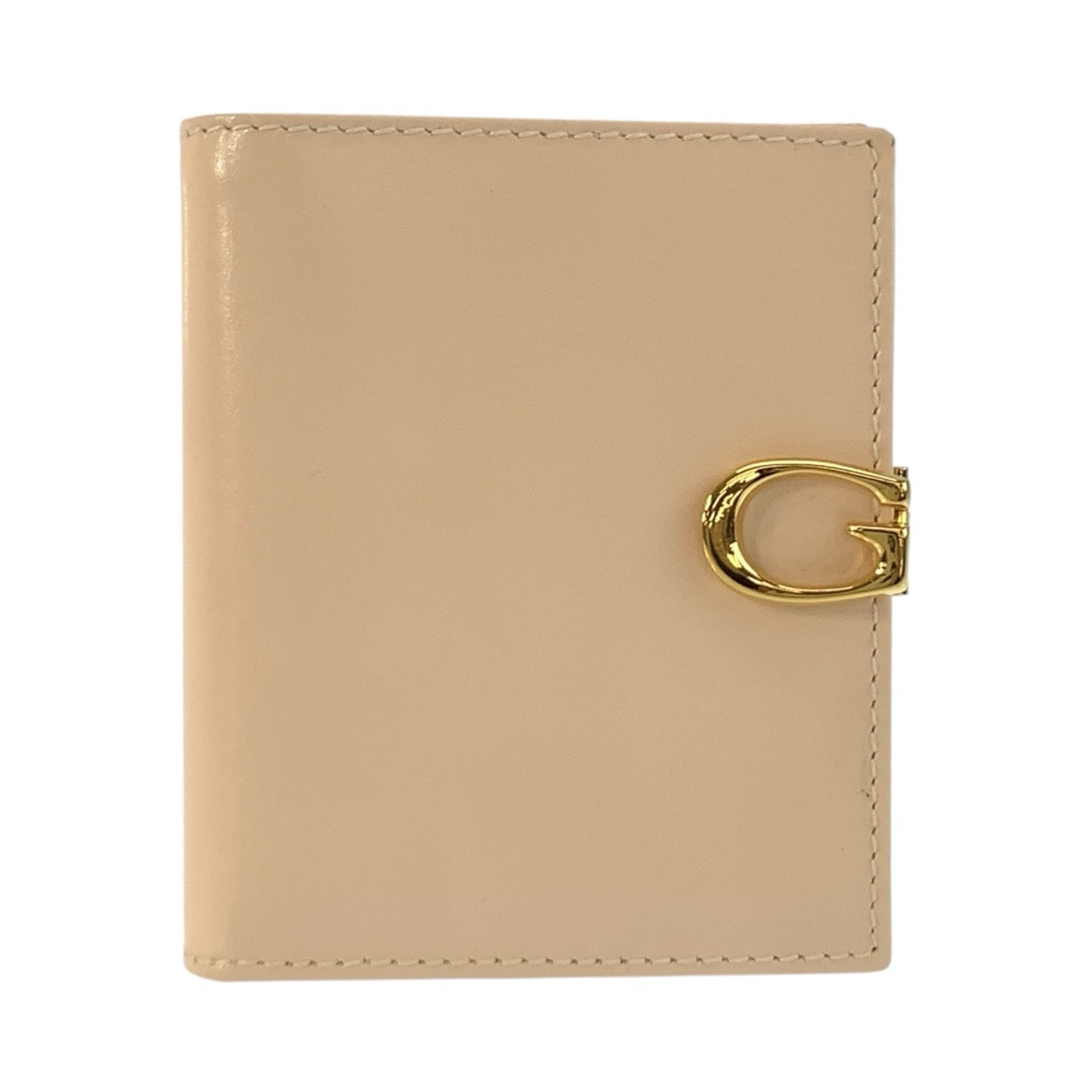 美品 GUCCI グッチ Gロゴ ベージュ ゴールド金具 レザー 折り財布 コンパクトウォレット 603558 【中古】