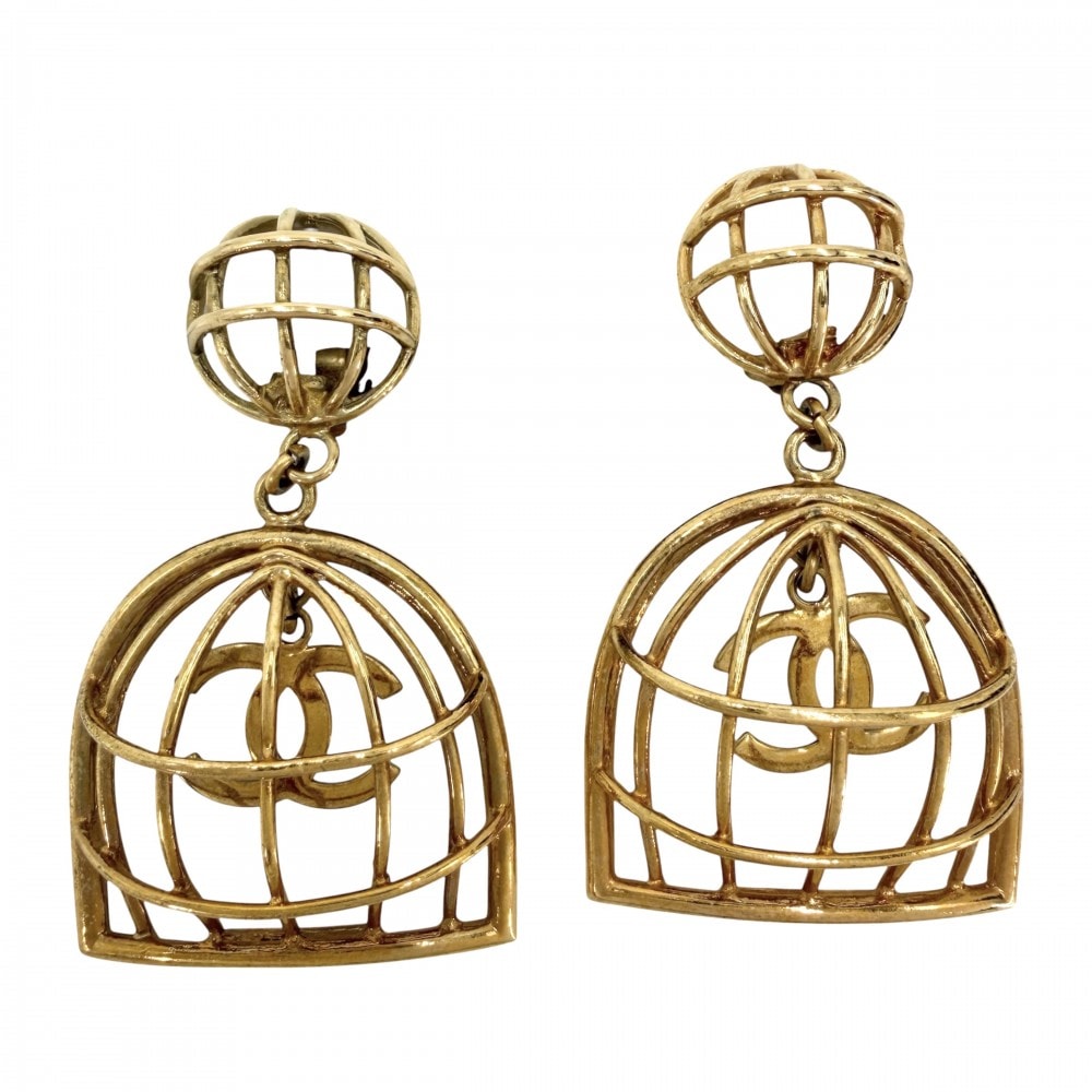 CHANEL シャネル イヤリング 鳥かご ココマーク アクセサリー ヴィンテージ GP 2 9 ゴールド レディース 約31.5g 1994年【中古品】