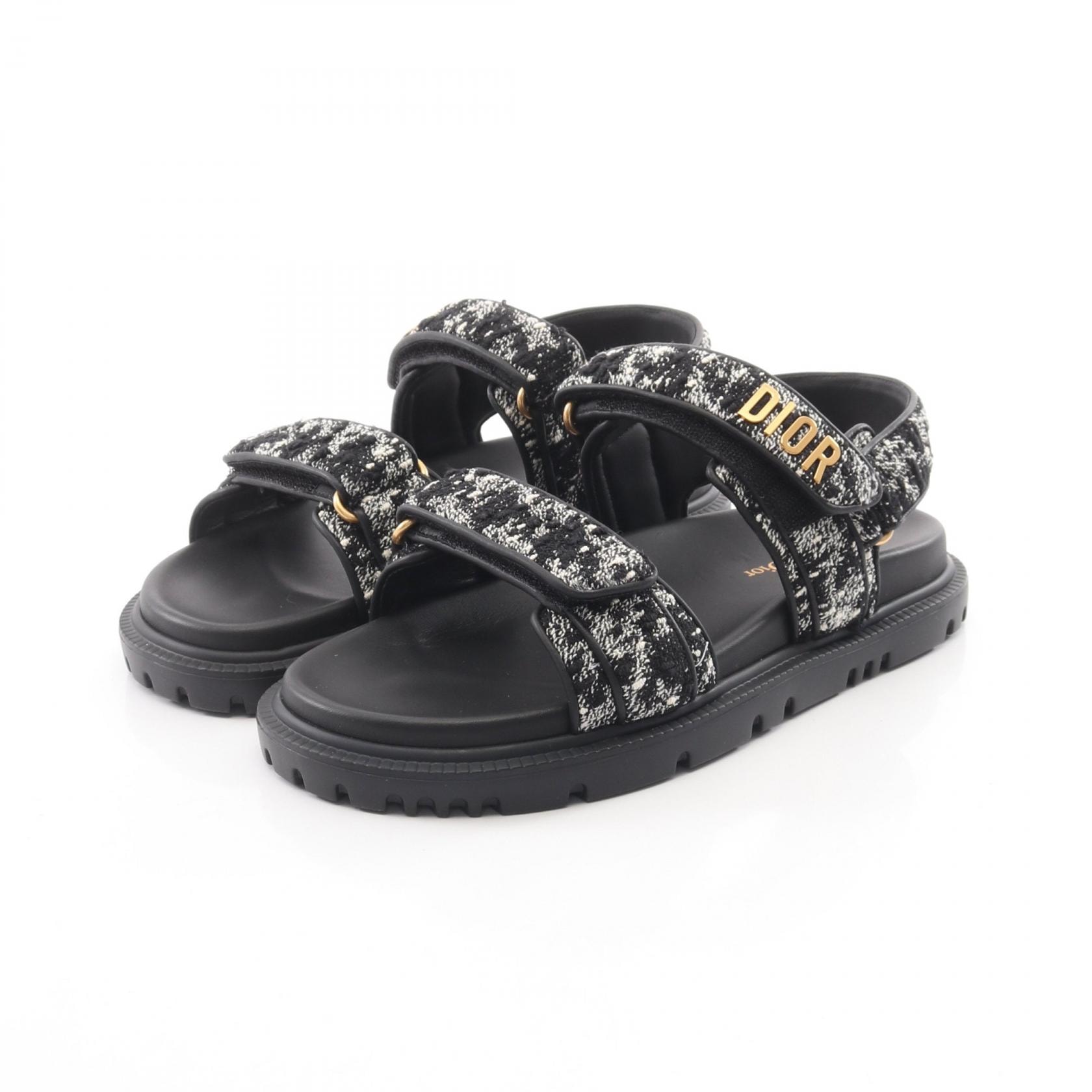ディオール Dior DIORACT ディオールアクト サンダル 靴 ファブリック レディース ブラック系 【中古】