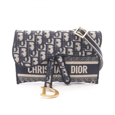 ディオール Dior SADDLE サドル オブリーク スリムポーチ ショルダーバッグ バッグ キャンバス レディース ネイビー系 / ベージュ系 S5647CRIW 【中古】