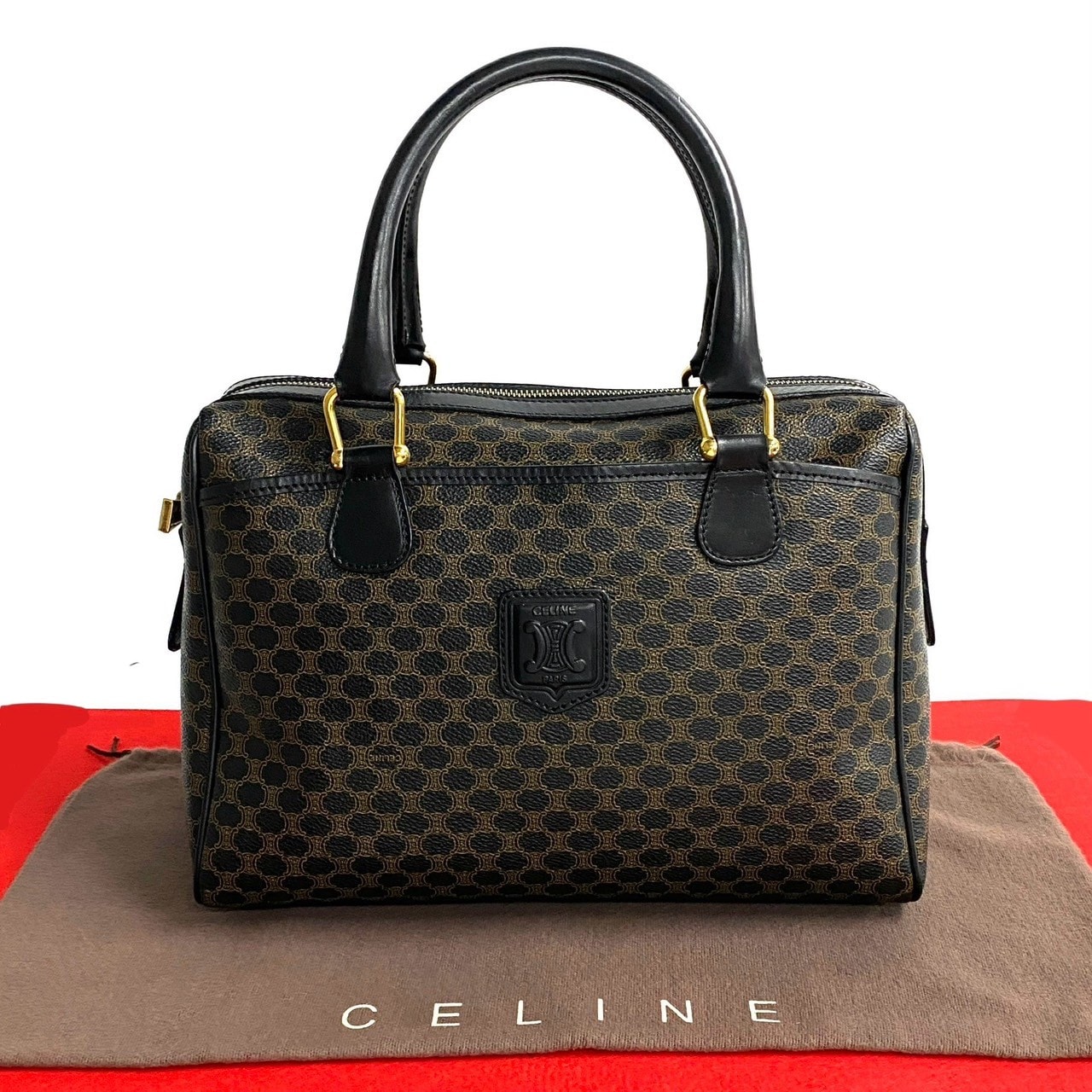 美品セリーヌ CELINE セリーヌ 黒マカダム柄 トリオンフ PVC 美品セリーヌ CELINE セリーヌ 黒マカダム柄 トリオンフ PVC
