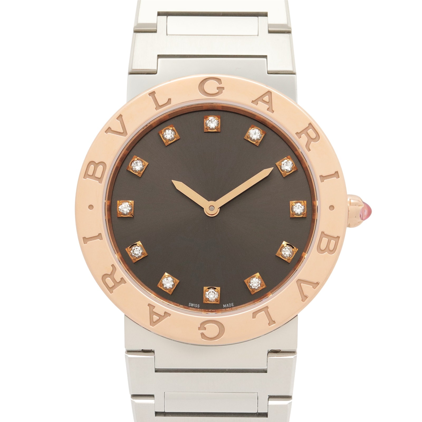 ブルガリ BVLGARI ブルガリブルガリ 12Pダイヤ 腕時計 時計 K18PG(ピンクゴールド) ステンレススチール ダイヤモンド レディース グレー系 BBP33SG 【中古】