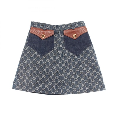 グッチ GUCCI GGジャガード スカート 衣料品 ボトムス コットン レディース ネイビー系 / ブラウン系 652661 【中古】
