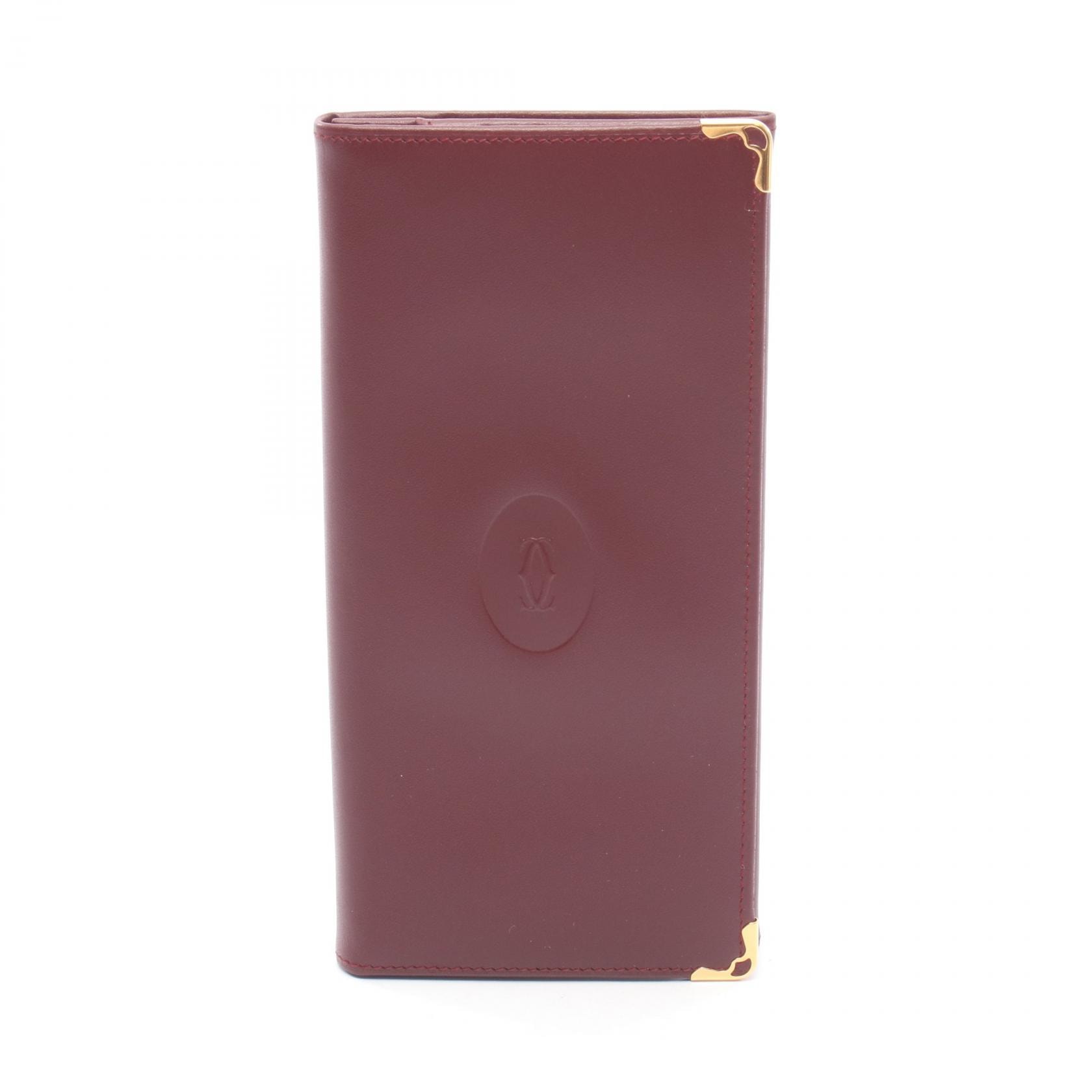 カルティエ CARTIER マストライン 二つ折り長財布 財布 レザー レディース ボルドー系 【中古】