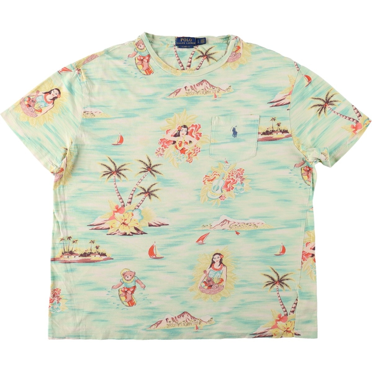 古着 ラルフローレン Ralph Lauren POLO RALPH LAUREN CLASSIC FIT 総柄 オールオーバープリント 半袖 プリントTシャツ メンズL相当 ヴィンテージ/eaa664473
