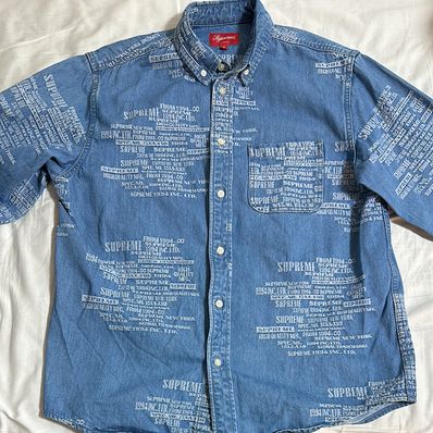 Supreme Trademark Jacquard Denim Shirt "Washed Blue"