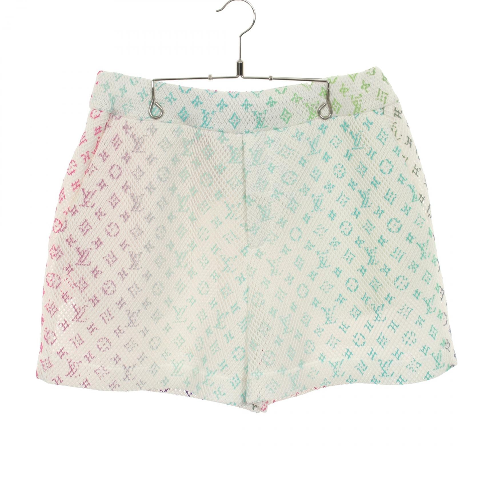 ルイ・ヴィトン LOUIS VUITTON Amen Break グラディエント モノグラムメッシュ ハーフパンツ パンツ 衣料品 ボトムス ポリエステル メンズ ホワイト系 / マルチカラー RM221 KD2 HMP83W 【中古】