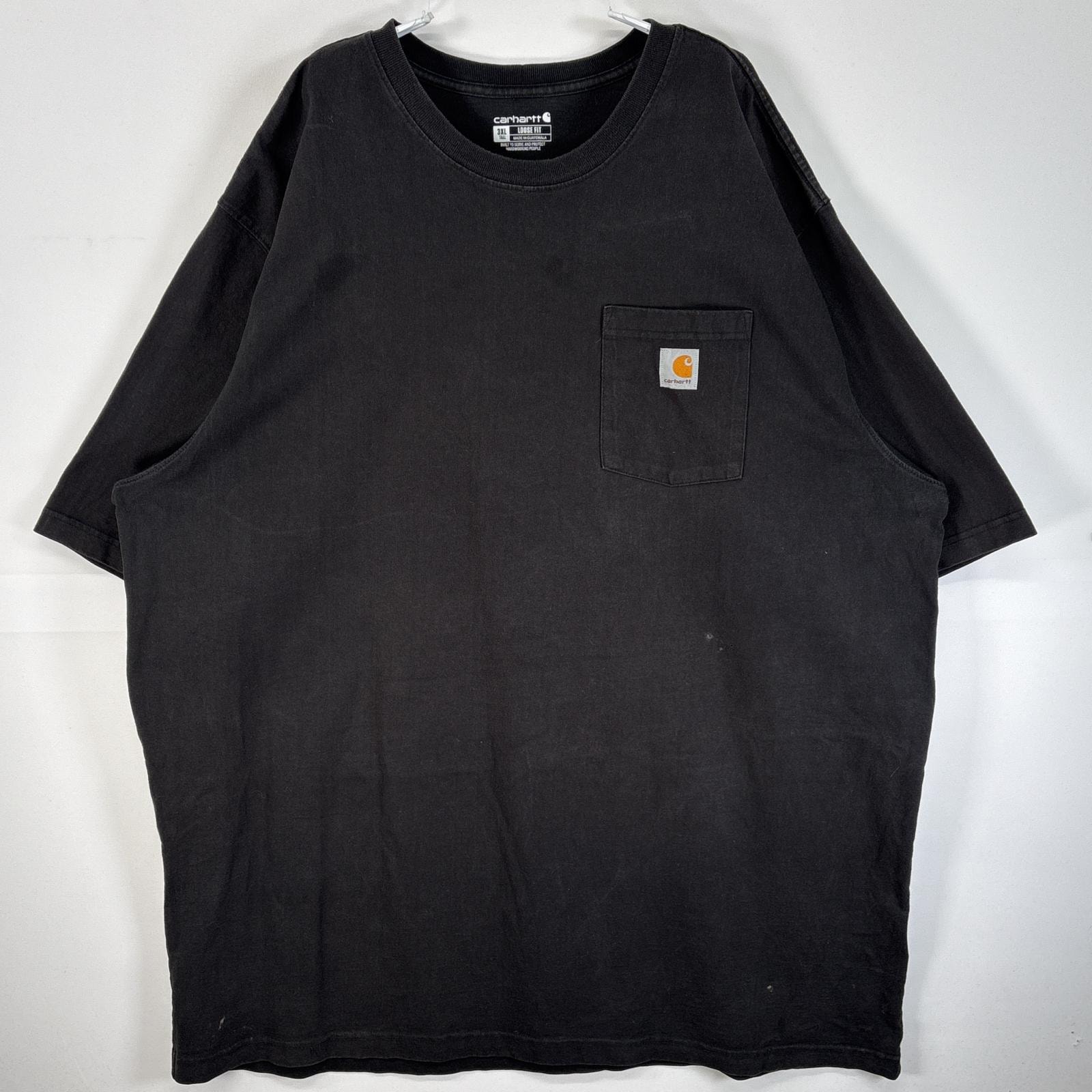 古着 カーハート Carhartt 半袖Tシャツ ワンポイント ロゴ 大きいサイズ 肉厚 3XL TALL  ブラック 無地 メンズ