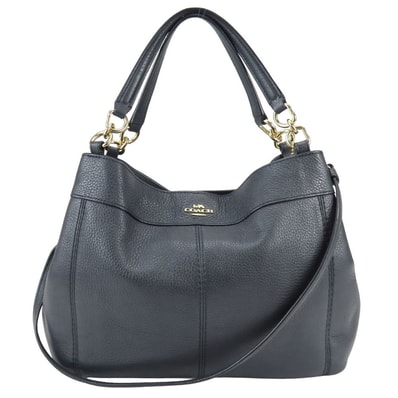 【中古】 コーチ トートバッグ F28992 レザー ダークネイビー ゴールド金具 2WAY 斜め掛け ショルダー シンプル 普段使い レディース 女性 COACH