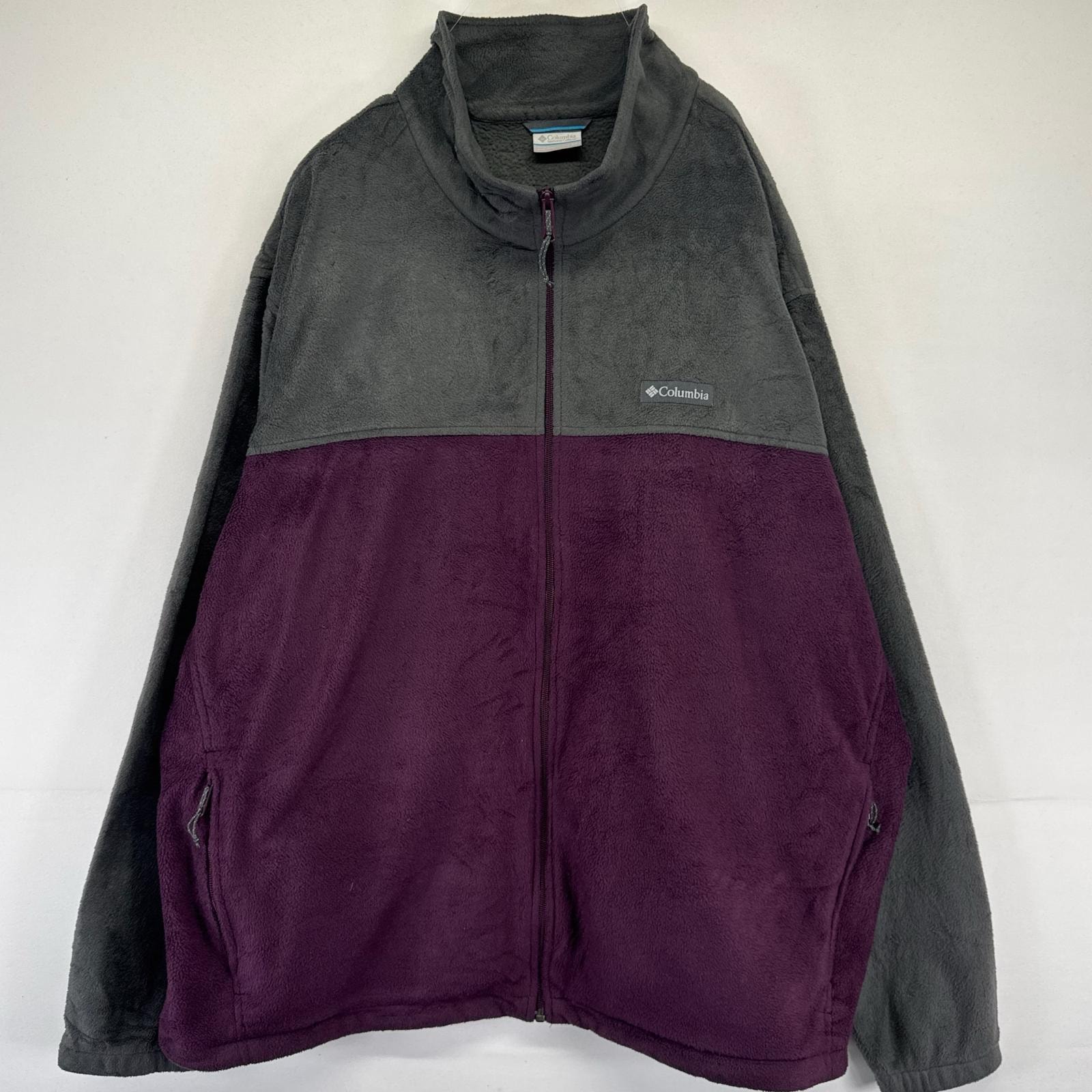 古着 コロンビア Columbia フリース ジャケット フルジップ ワンポイントロゴ フリース 大きいサイズ 3X  グレー系 ツートン メンズ