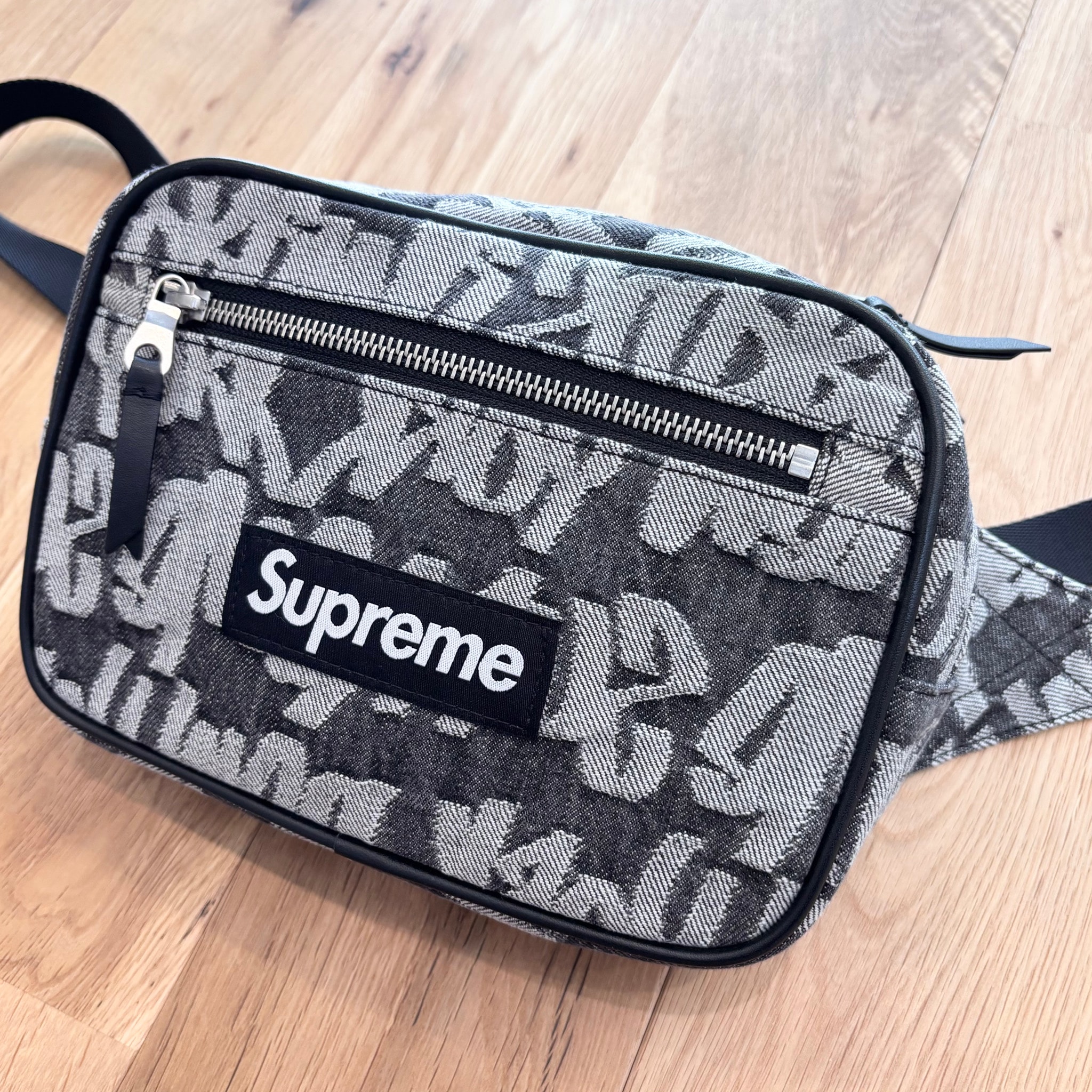 Supreme Fat Tip Jacquard Denim Waist Bag "Black"
