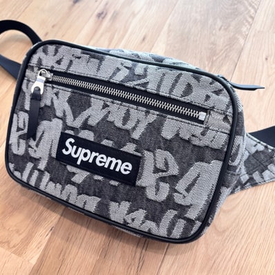 Supreme Fat Tip Jacquard Denim Waist Bag "Black"