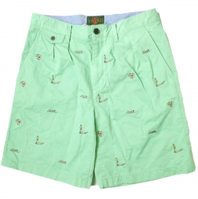 J.CREW x BEAMS PLUS ジェイクルー ビームスプラス 24SS 別注 SHORTS サーファー ミキ・ドラ エンブロイダリー2プリーツショーツ 38-25-0143-380 30 GREEN ショートパンツ ボトムス g18886