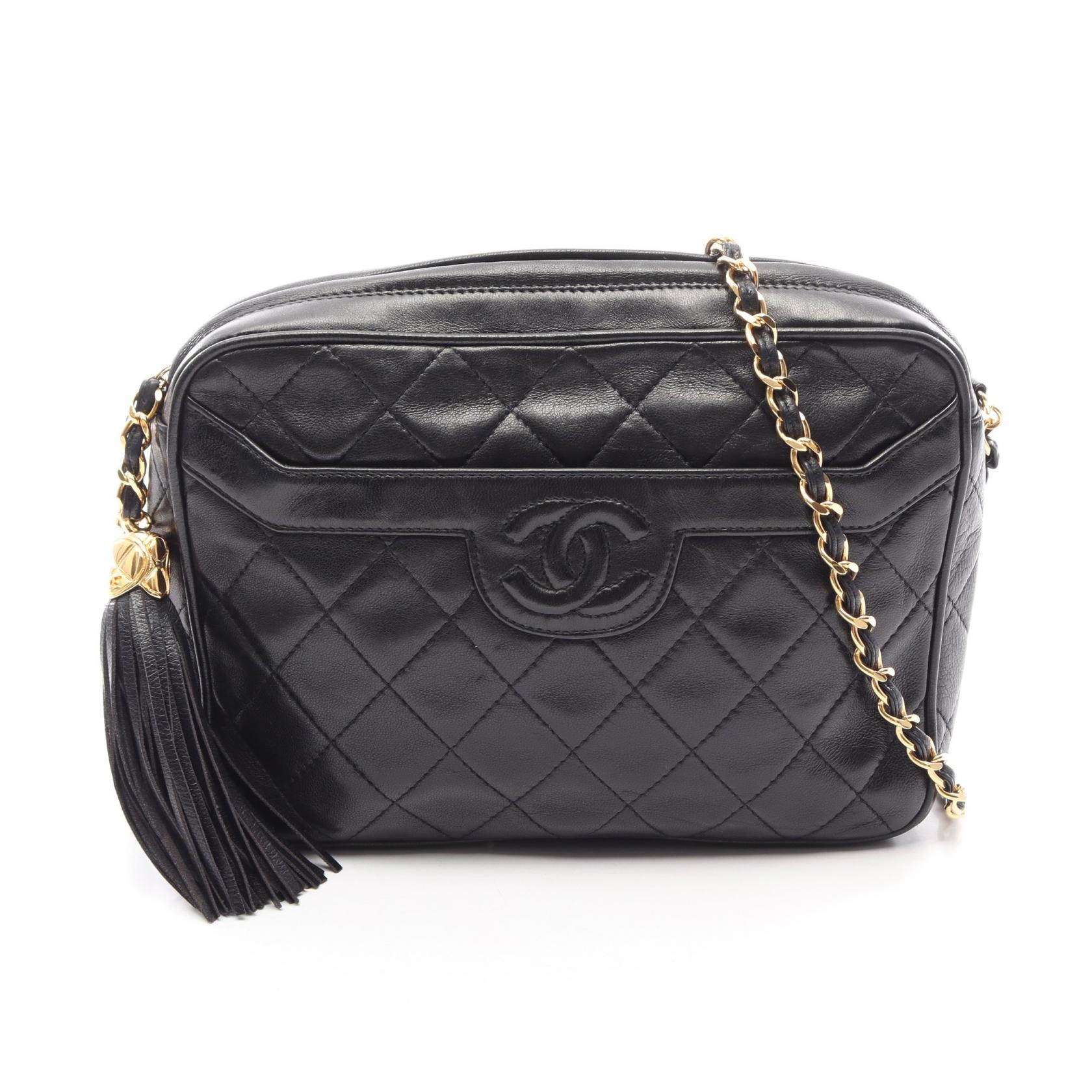 シャネル CHANEL マトラッセ フリンジ ショルダーバッグ バッグ ラムスキン(羊革) レディース ブラック系 【中古】
