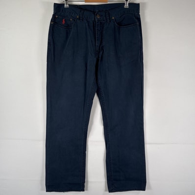 古着 ポロバイラルフローレン Polo by Ralph Lauren チノパンツ 長ズボン ボトムス ワンポイントロゴ刺繍 w35 L30 ネイビー メンズ