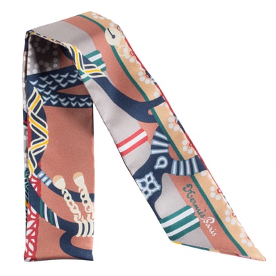 HERMES エルメス ツイリー Fantaisie d'Etriers 鐙の幻想 063921S 32 スカーフ シルク ブラウン マルチカラー【中古】