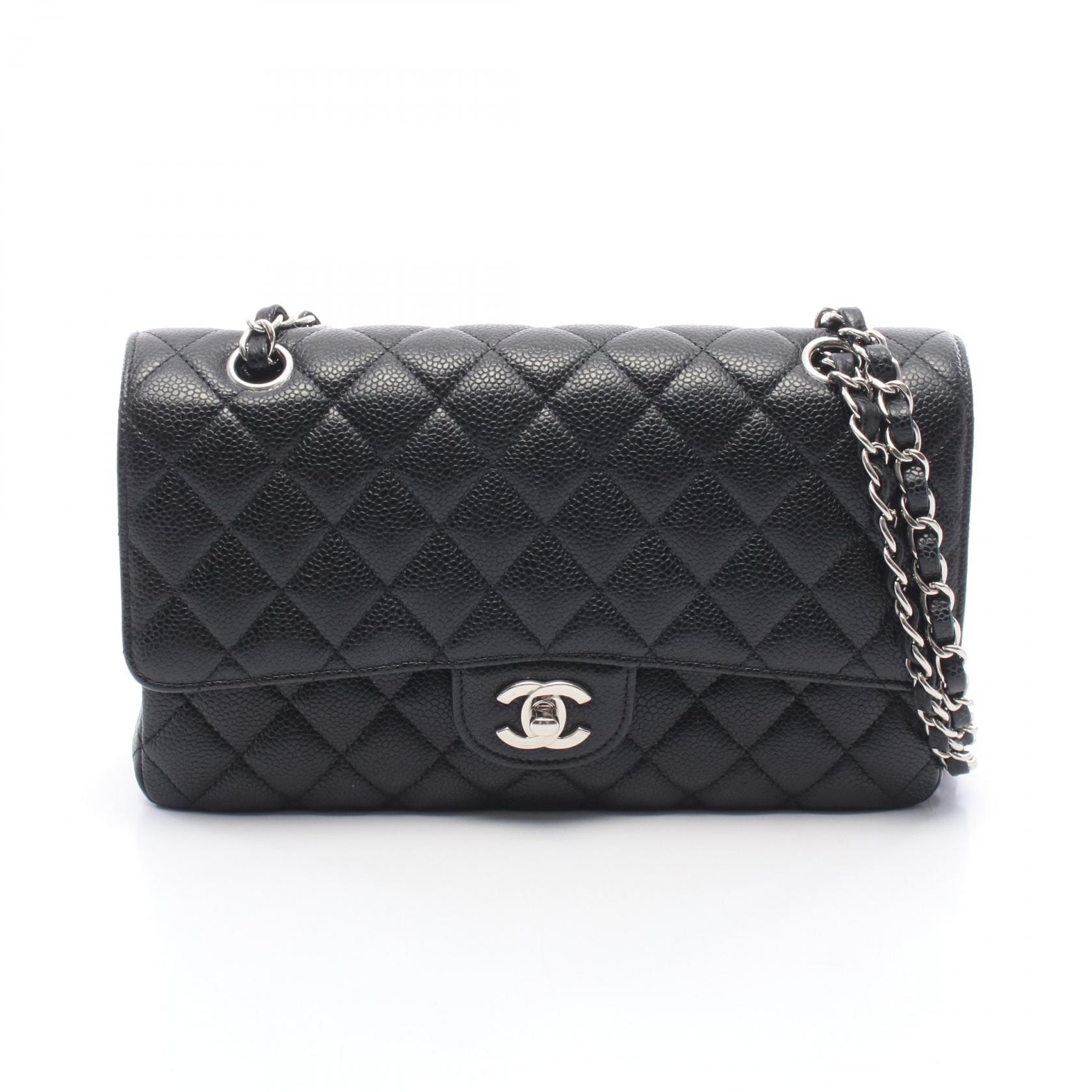 シャネル CHANEL マトラッセ Wフラップ ショルダーバッグ バッグ キャビアスキン(グレインドカーフ) レディース ブラック系 【中古】