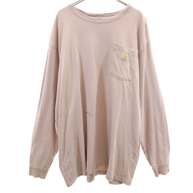 Carhartt カーハート バックロゴ 長袖 Tシャツ XL ピンク系 ロンT ポケT