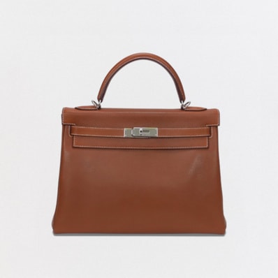 エルメス HERMES ケリー32 ケリー 32 バッグ トートバッグ ショルダーバッグ バレニア フォーブ Fauve ブラウン brown 茶 シルバー金具 ハンドバッグ V字金具 内縫い 2way
