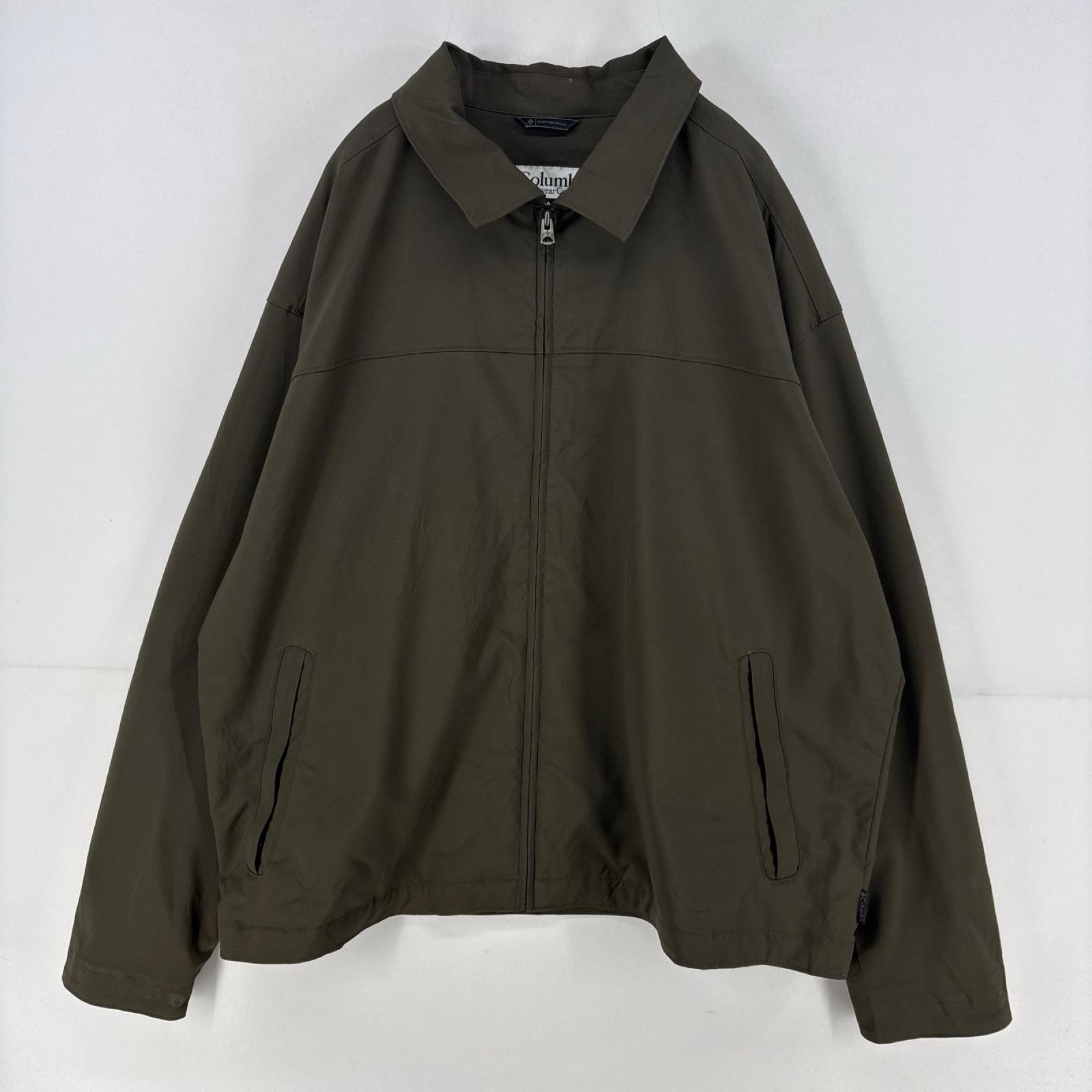 古着 コロンビア Columbia ジャケット フルジップ スウィングトップ 大きいサイズ シェル 2XL  カーキ系 無地 メンズ
