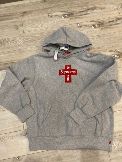 Supreme Cross Box Logo Hooded Sweatshirt "Grey"