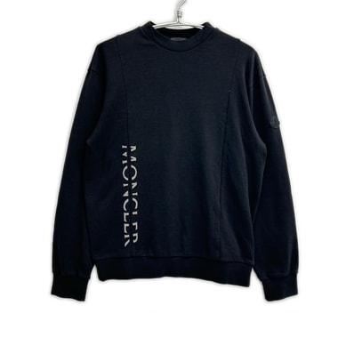 モンクレール 22年 maglia girocollo マットブラックコレクション ロゴスウェット S