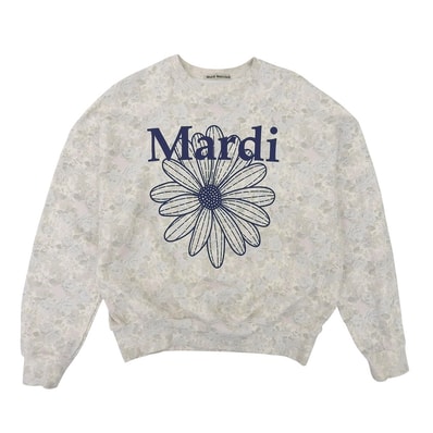 マルディメクルディ 美品 FLEUR FLOWERMARDI SWEATSHIRT 花柄 スウェット トップス メンズ グレー系×ネイビー ONESIZE ONESIZE