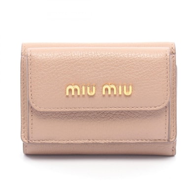 ミュウ ミュウ Miu Miu マドラス 三つ折り財布 財布 レザー レディース ピンク系 【中古】