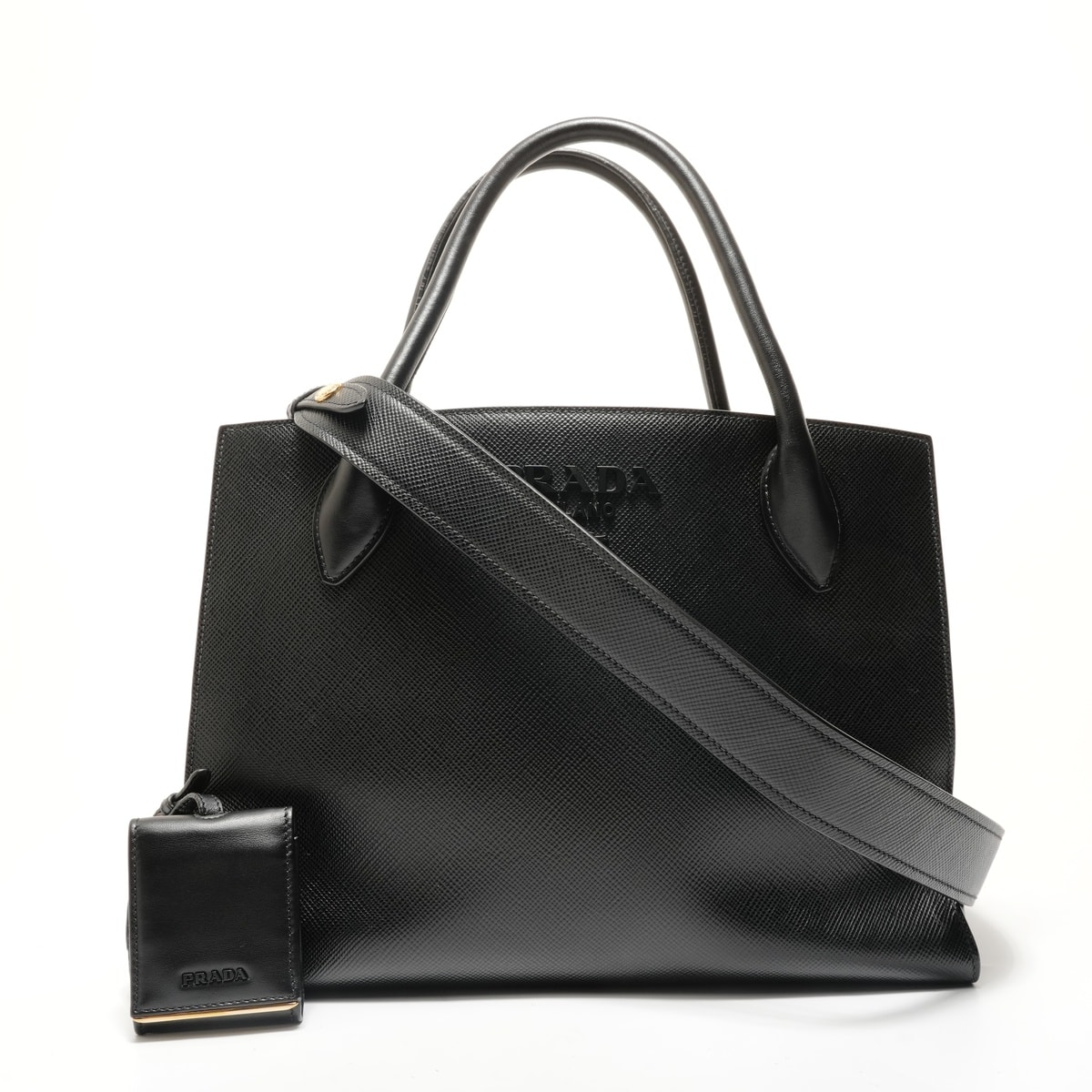 プラダ PRADA モノクローム 2WAY サフィアーノ 1BA155 ハンドバッグ【中古】