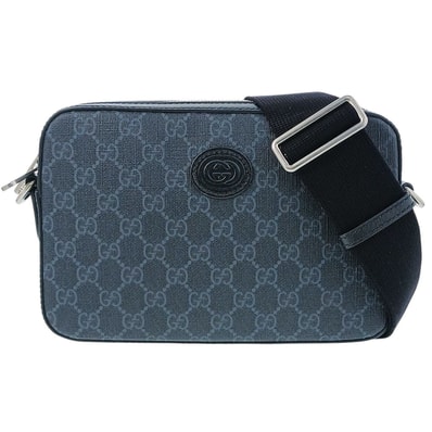 GUCCI グッチ インターロッキングG GGスプリーム ショルダーバッグ 703468 レザー ブラック メンズ【中古】