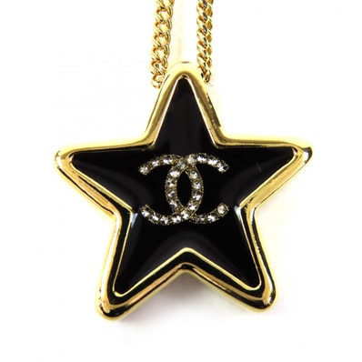 極美 シャネル ネックレス クリスタルココマーク スター ABG573 D25K