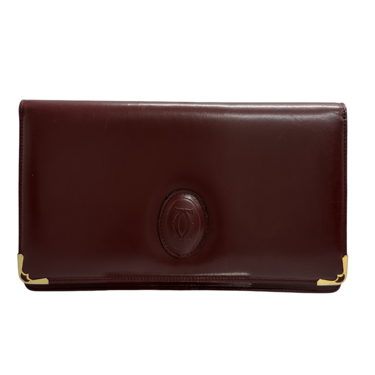 CARTIER カルティエ マストライン ワインレッド ボルドー 金具ゴールド レザー クラッチバッグ S1-00102 【中古】