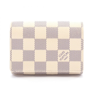 ルイ・ヴィトン LOUIS VUITTON アンヴェロップ カルトドゥヴィジット カードケース アクセサリー レザー PVC ダミエ・アズール レディース ホワイト系 N61746 【中古】