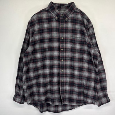 古着 エルエルビーン L.L.Bean 長袖シャツ ボタンダウンシャツ 胸ポケット アウトドア チェック柄 L グレー系 メンズ