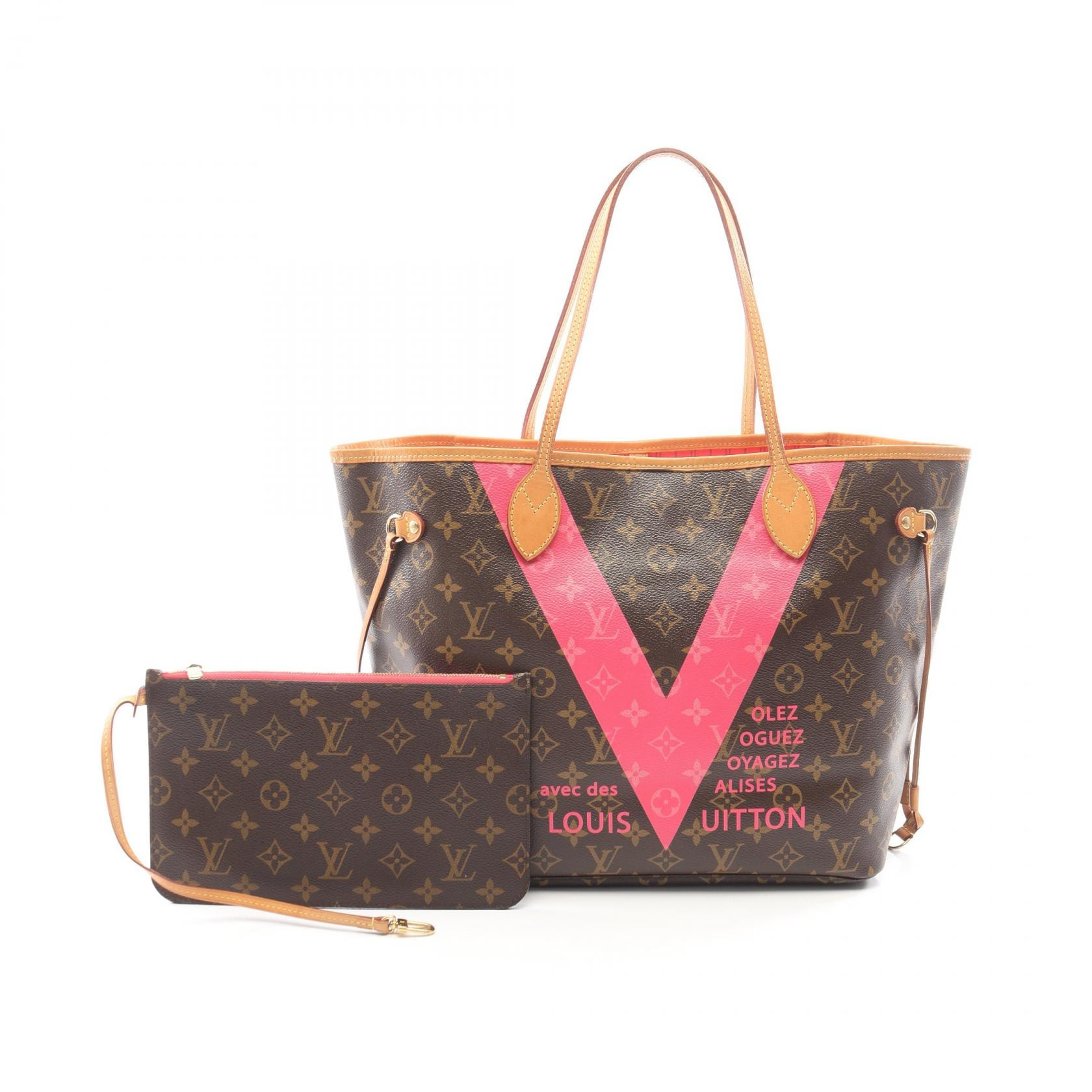 ルイ・ヴィトン LOUIS VUITTON ネヴァーフルMM V トートバッグ バッグ PVCコーティングキャンバス レザー モノグラム グルナード レディース ブラウン系 / ピンク系 M41602 【中古】