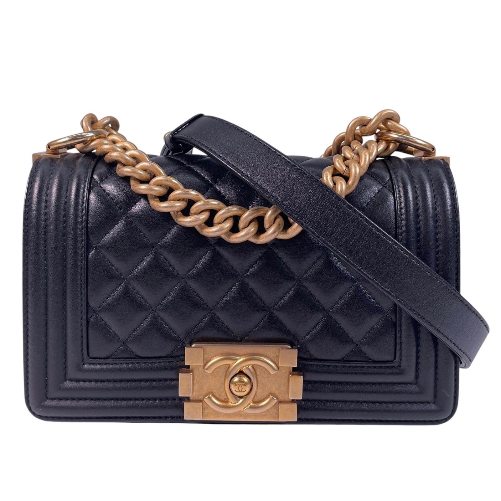 CHANEL シャネル ボーイシャネルチェーン ショルダーバッグ マットキャビアスキン ブラック レディース【中古】