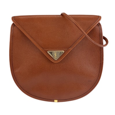 YVES SAINT LAURENT イヴ サンローラン ヴィンテージ YSL ブラウン ゴールド金具 レザー ショルダーバッグ ポシェット 603320 【中古】