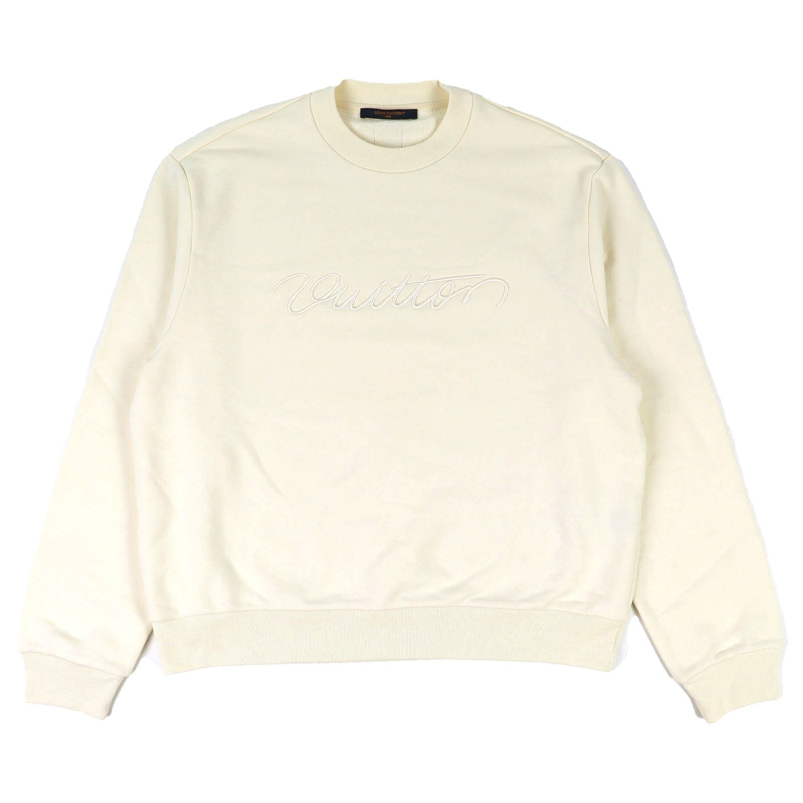 極美品 ルイヴィトン ロゴ エンブロイダリー スウェット アイボリー メンズ L